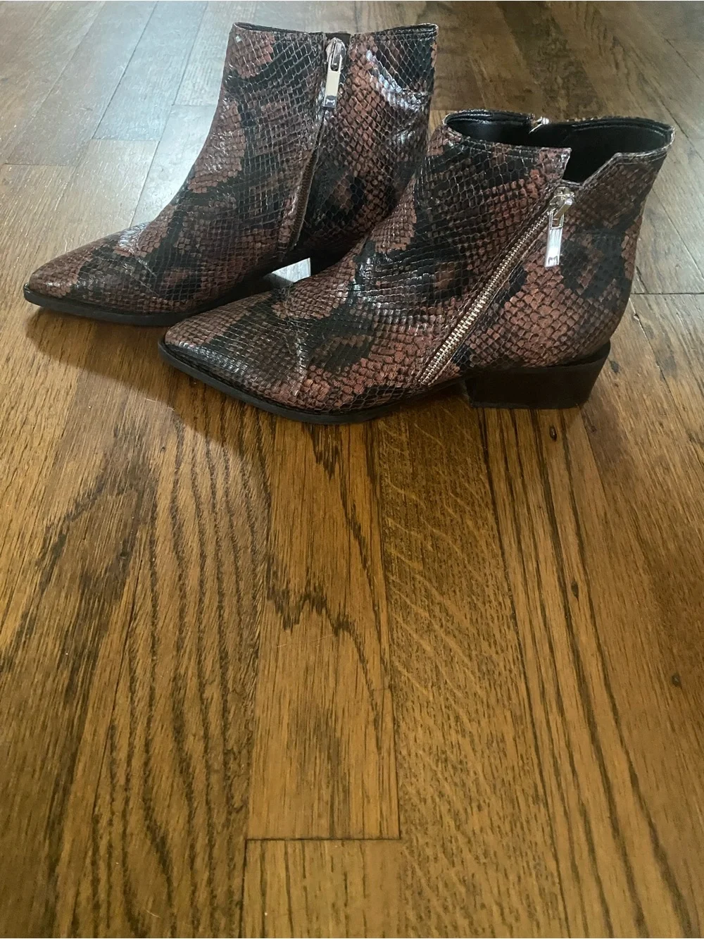 Marc Fisher LTD Brown Snake Print Vincent Bootie, 5.5 M